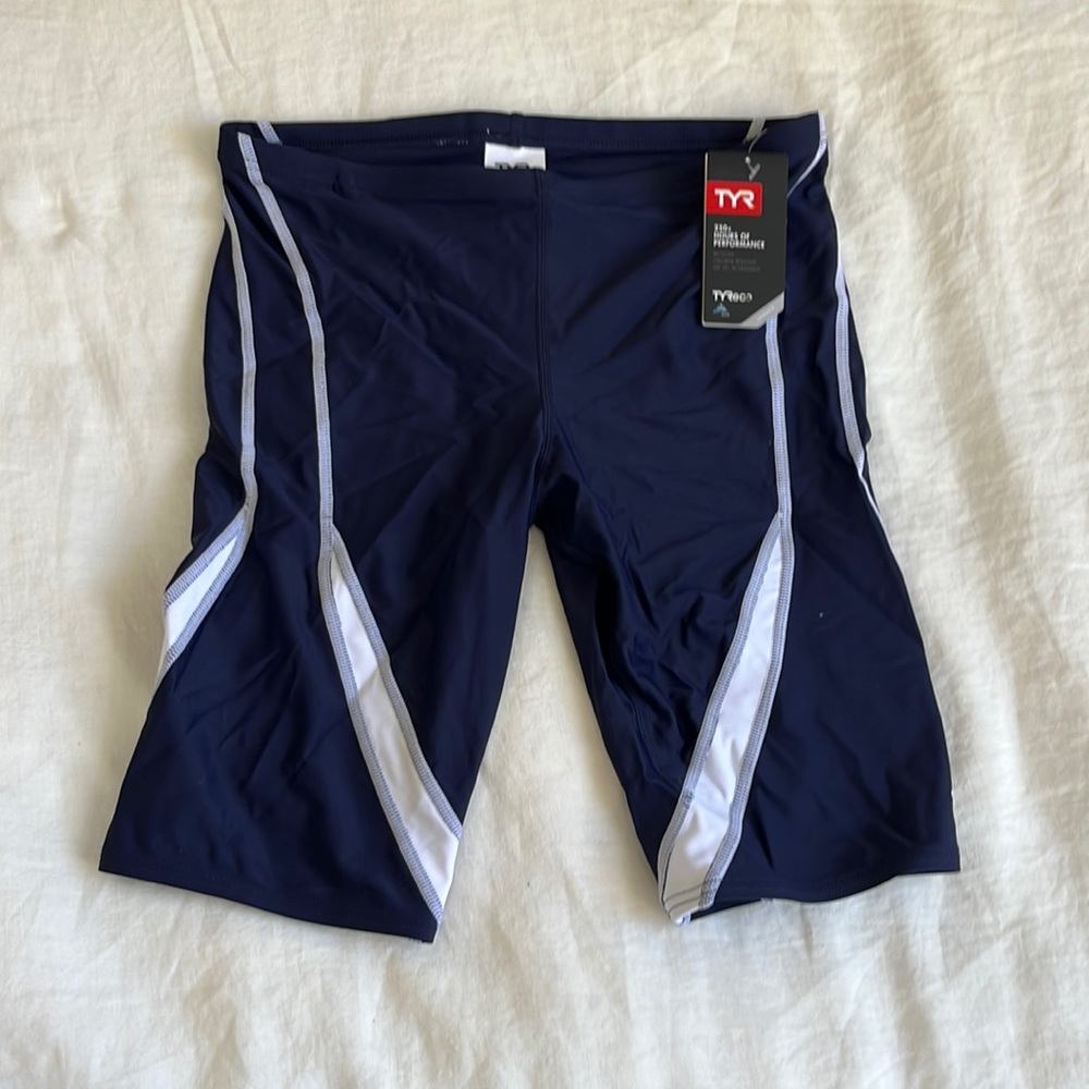 Size 32 Navy/White TYR Swimming Jammer